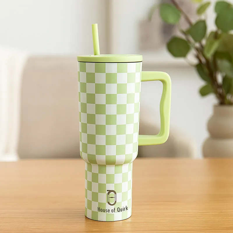 Chic Check Stainless Steel Tumbler (1200 ML) - Lime media 1