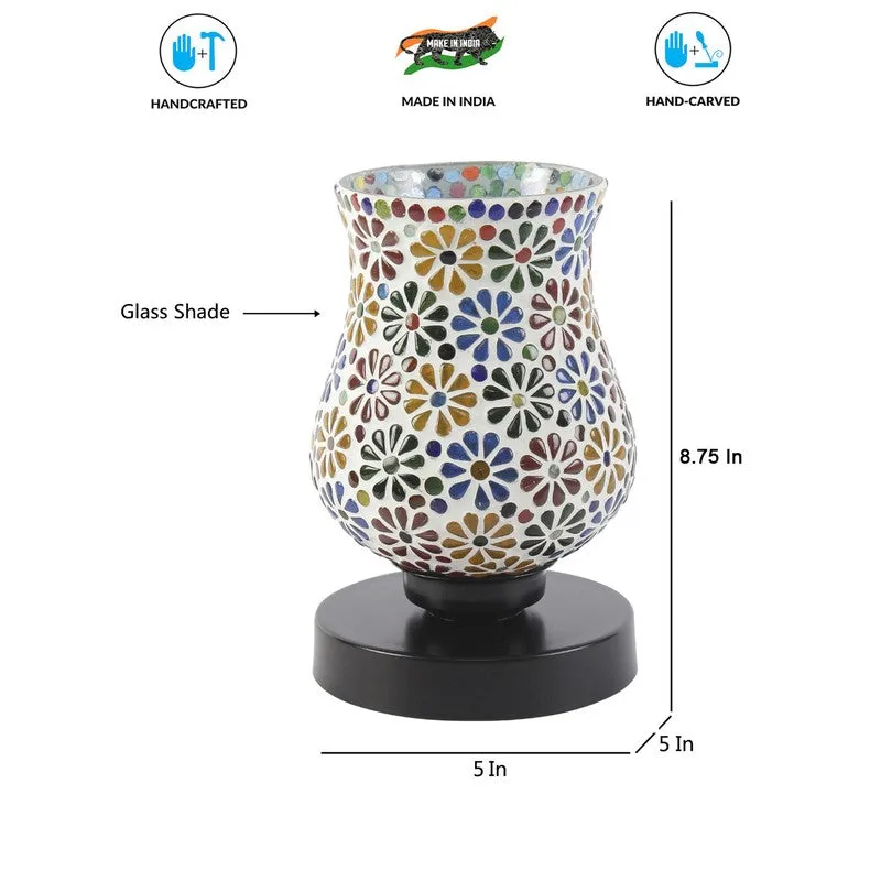 Flamette Mosaic Glass Table Lamp With Wooden Base - Multicolor media 8