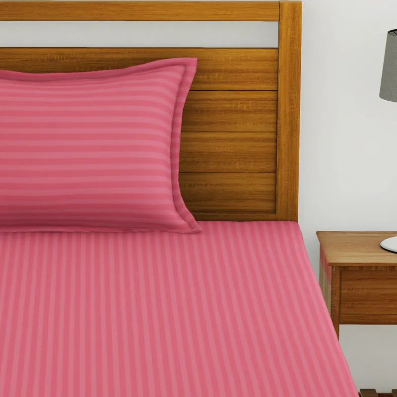 Hilton Cotton Bedsheet (Coral Pink) - 210 TC media 4