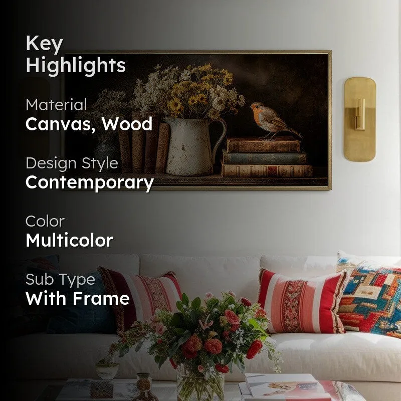 Rustic Blooms Canvas Wall Painting With Frame media 2