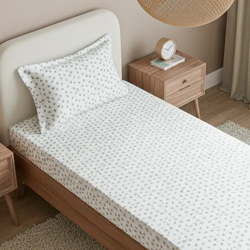 Marisol Printed Cotton Bedsheet (Grey) - 180 TC media 3