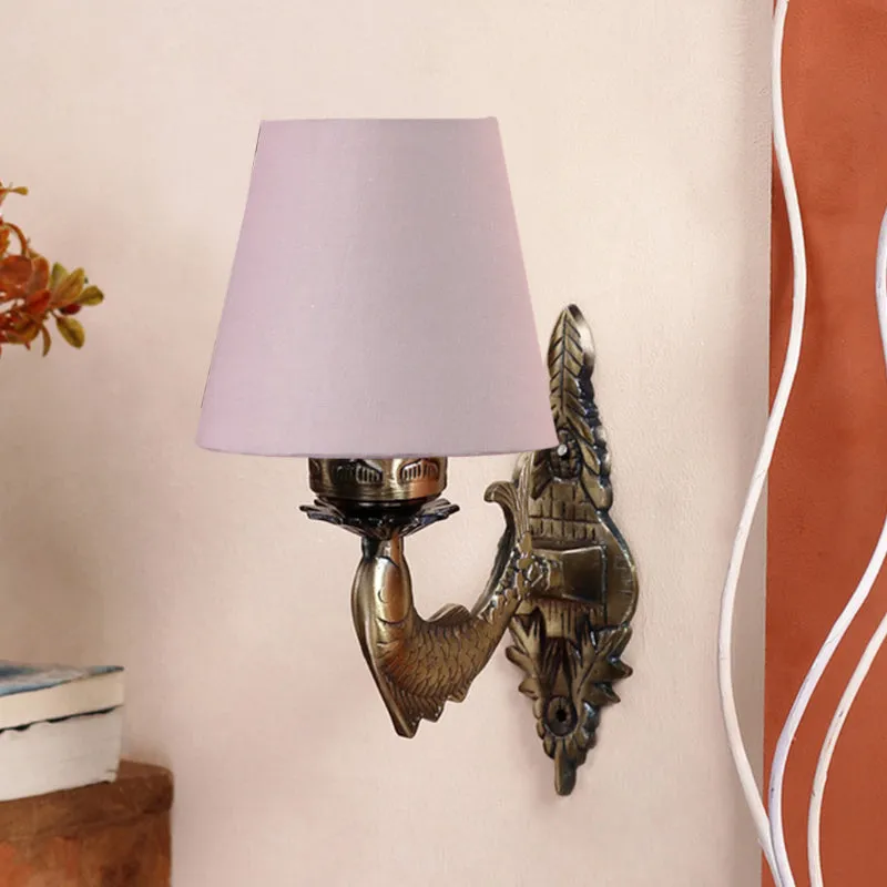 Ziada Stiva Conical Fabric & Metal Wall Lamp - Grey media 3