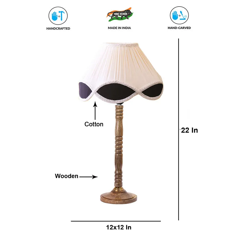 Terra Light Table Lamp With Carved Wooden Base - White,Brown media 6