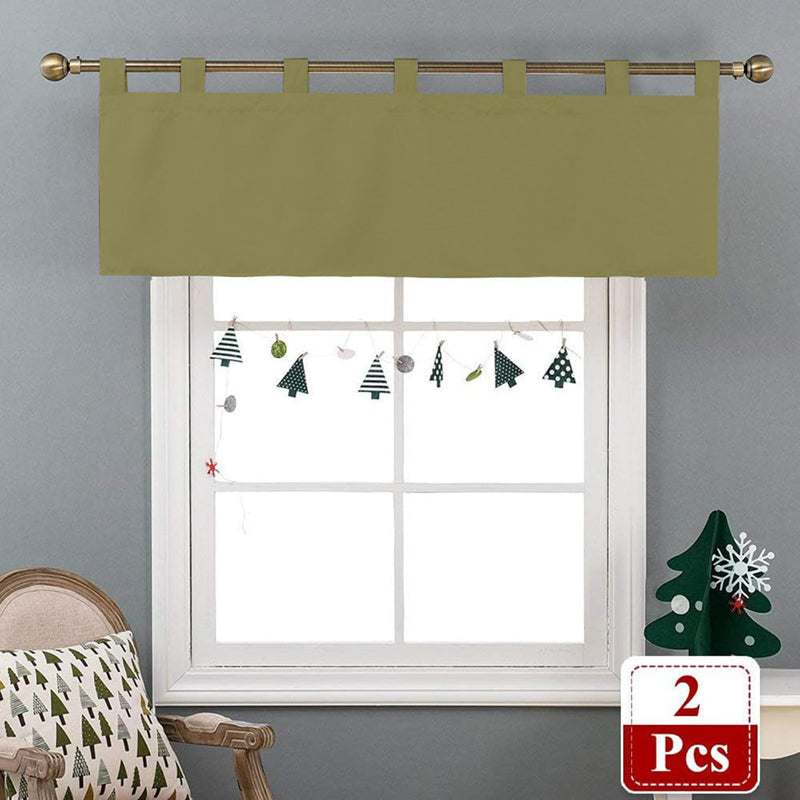 Tab Tale Flat Curtain Valance (Dark Khaki) - Set Of Two media 5