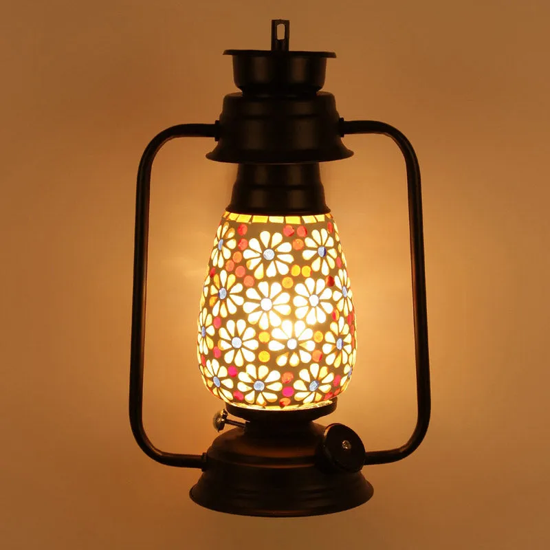 Admya Mosaic Lantern Iron Wall Lamp - Black media 1