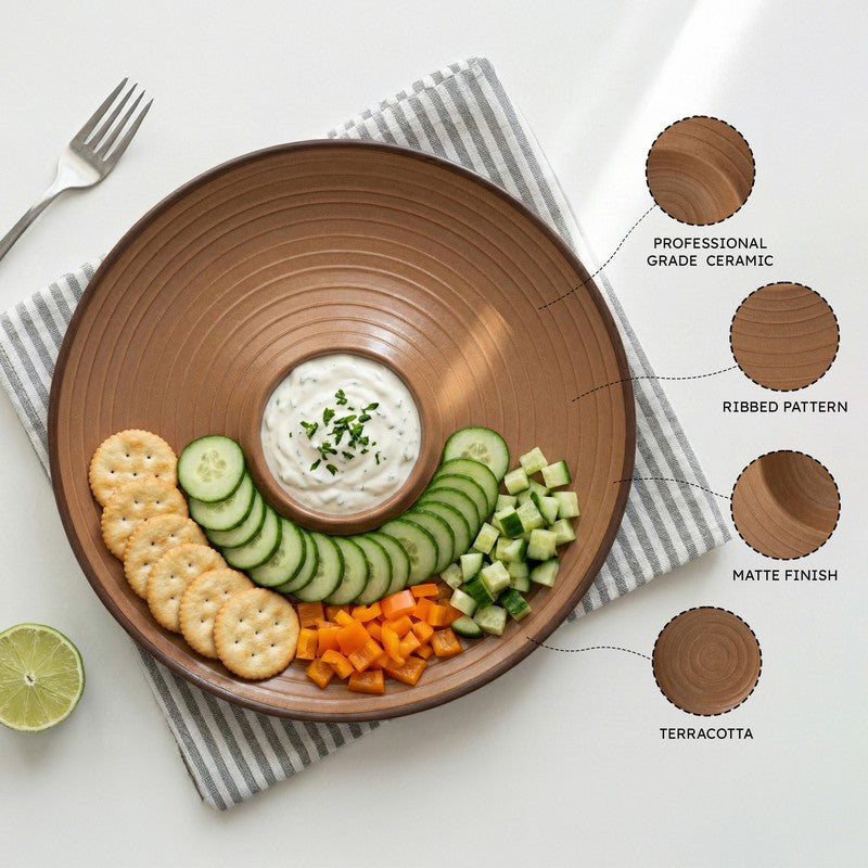 Whimsi Ceramic Chip & Dip Platter - Brown media 4
