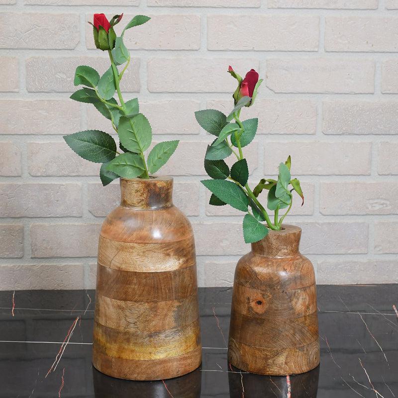 Fitosha Mango Wood Vase - Set Of Two