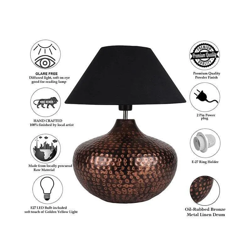 Nihita Fabric Table Lamp - Black,Bronze media 6