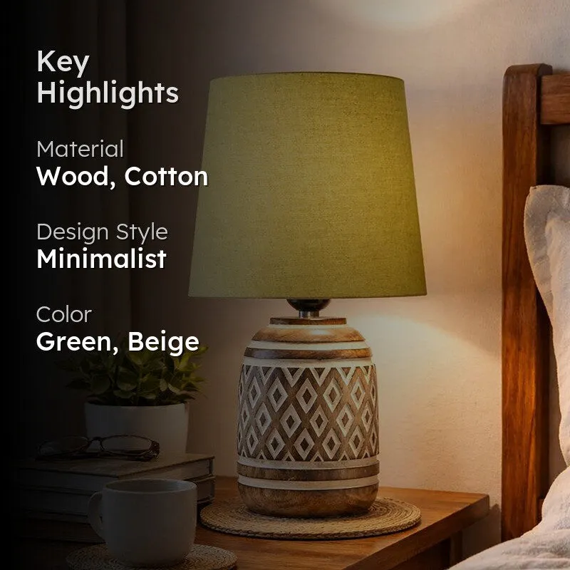 CleanEdge Wooden Table Lamp - Green media 2