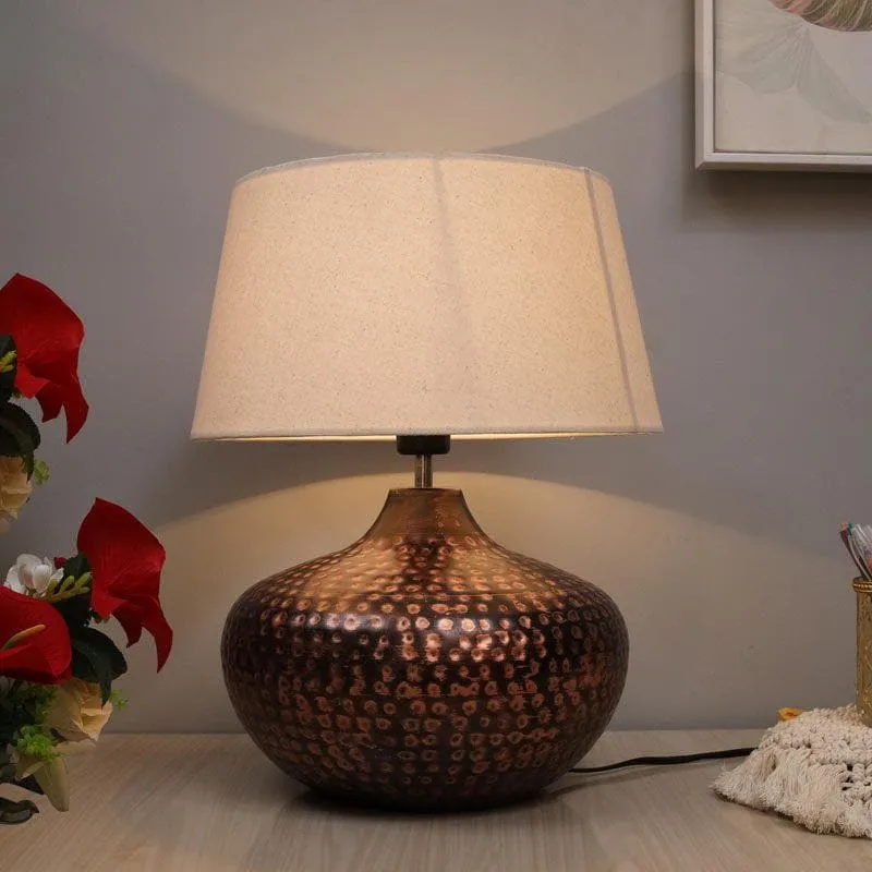 Arohana Fabric Table Lamp - Beige,Bronze media 1