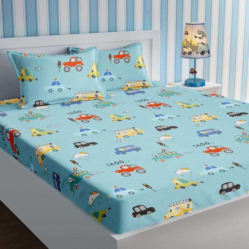 Ocean Bloom Cotton Bedsheet - 210 TC - Queen/Double