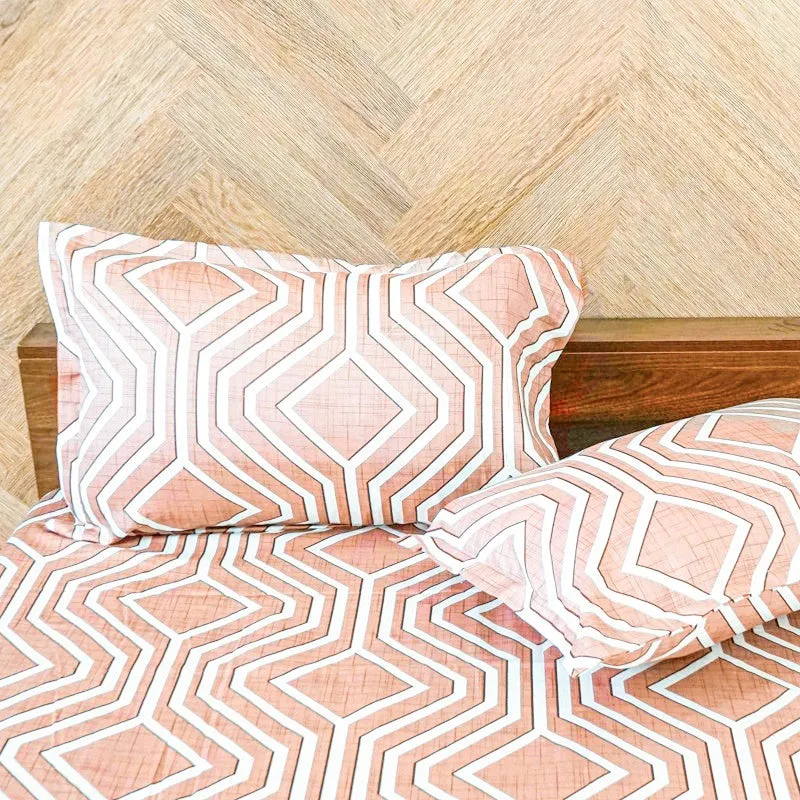 Akoya Geometric Cotton Bedsheet (Peach) - 200 TC media 4