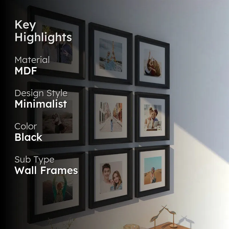 Maniya Black MDF Photo Frame - Set Of Nine media 2