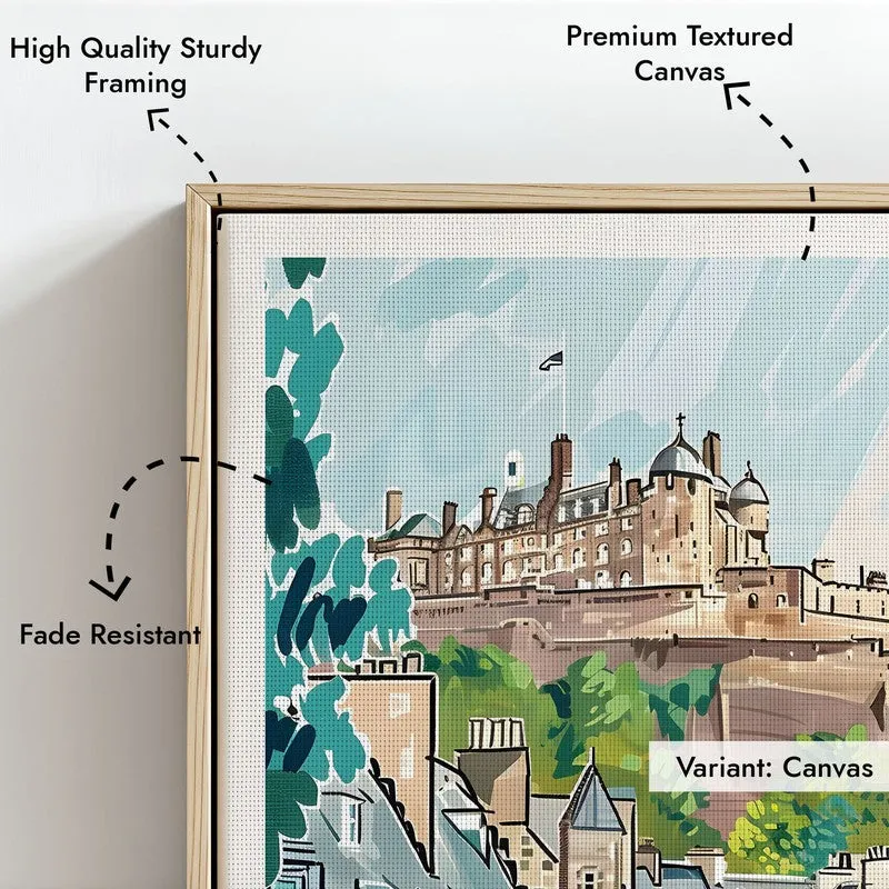 Vintage Edinburgh Framed Canvas Archival Canvas Wall Painting - Natural Brown Frame media 6