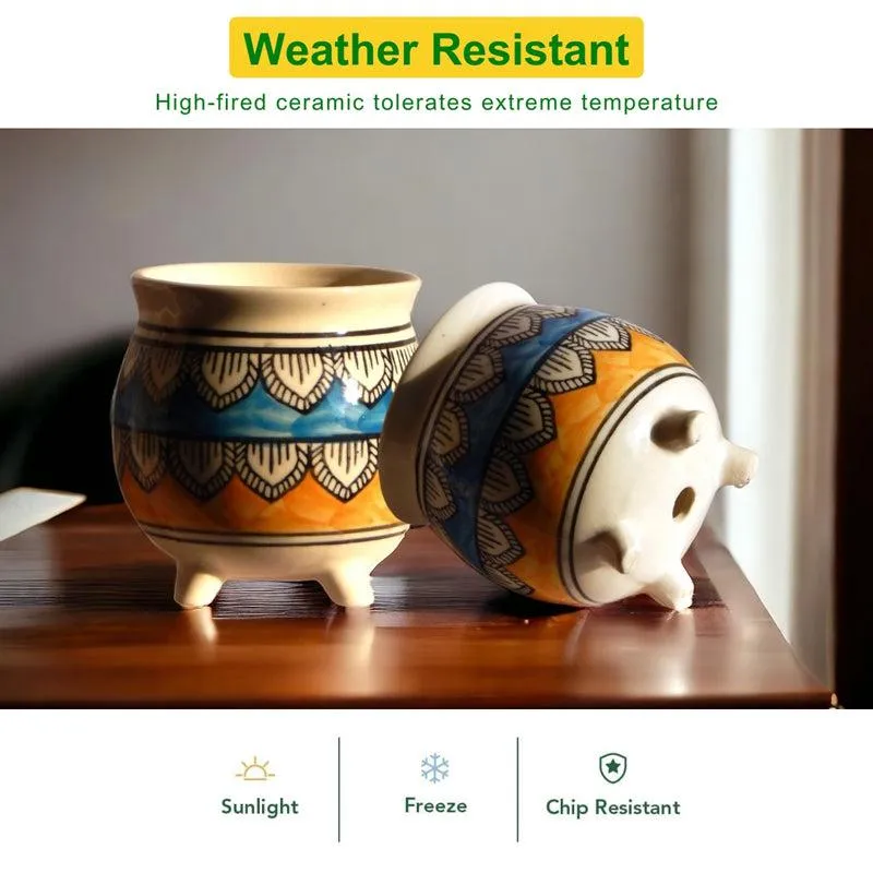 Druva Ethnic Planter - Blue & Yellow - 5