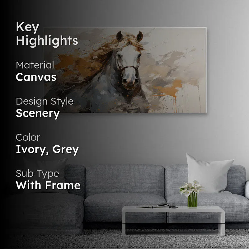 White Stallion Canvas Wall Painting media 2