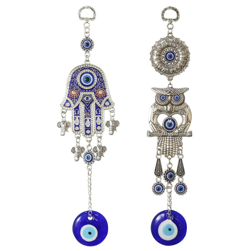 Magic Owl & Hamsa Palm Evil Eye Metal Wall Accent - Set Of Two media 5