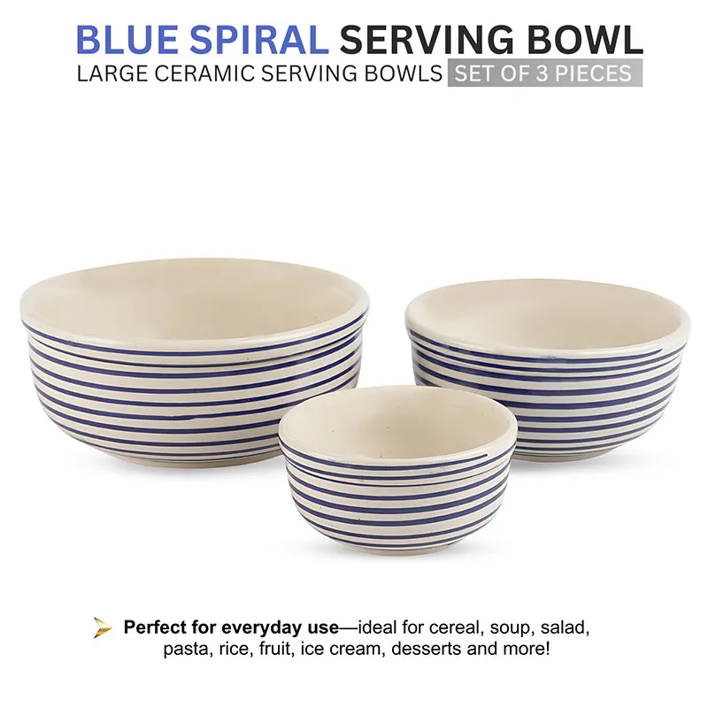 Tiare Ceramic Serving Bowl (Blue/550 mL/350 mL/125 mL) - Set Of Three media 3