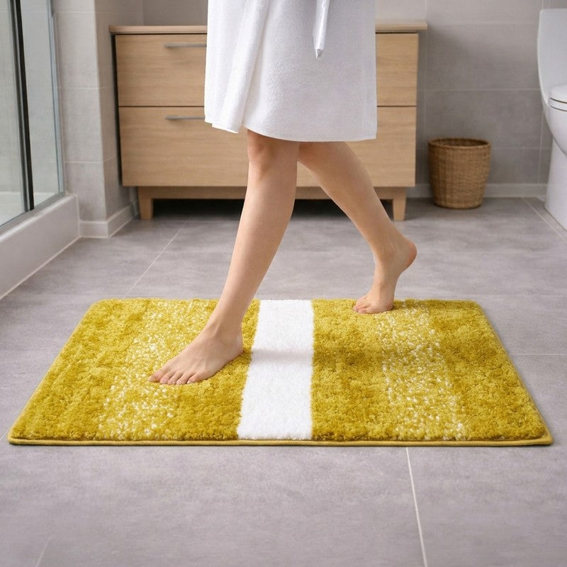 Quick Dry Anti Skid Micro Fiber Bath Mat - Yellow - 40 x 60 cms
