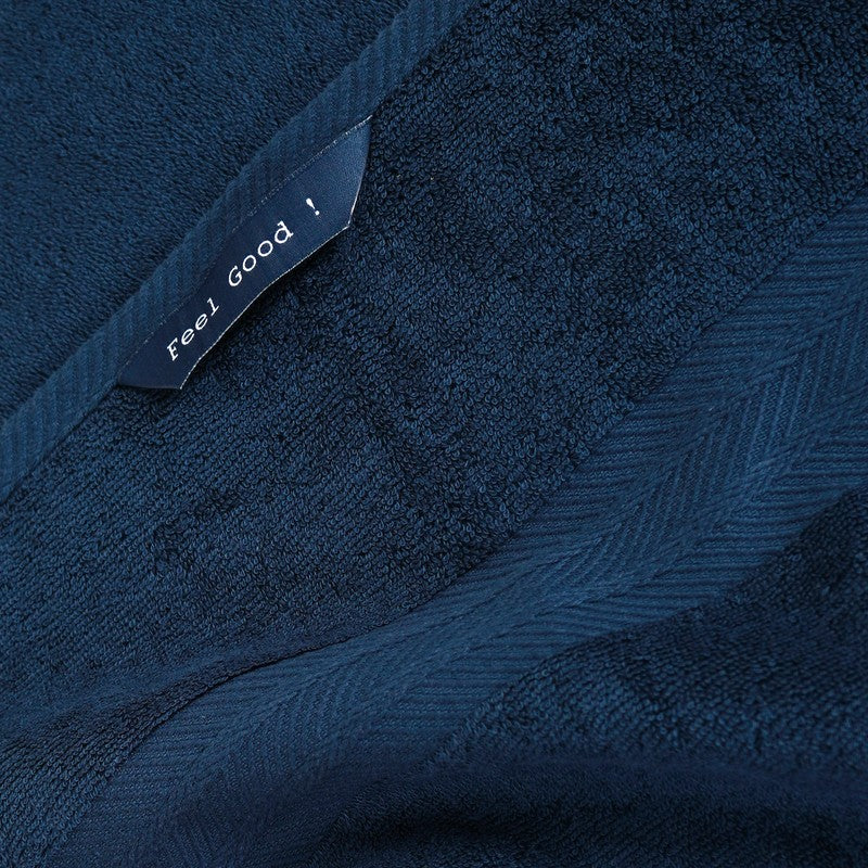 PlushAura Cotton Hand Towel (Dark Blue) - Set Of Two media 5