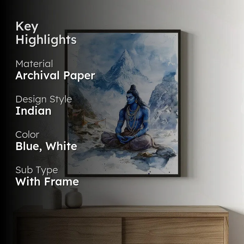 Aadhishankara Spiritual Archival Paper Wall Painting With Frame - Black media 2