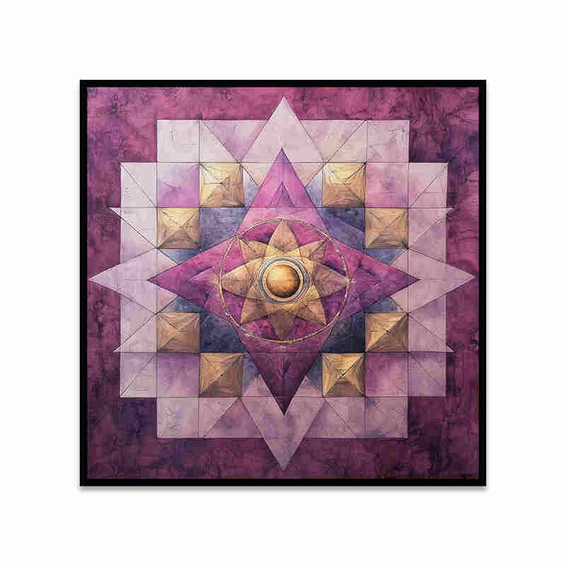 Purple Mandala Canvas Wall Art With Frame media 5