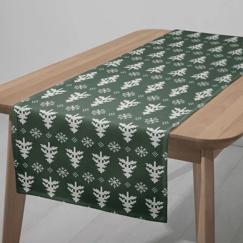 Holiday Doodles Cotton Canvas Table Runner - Green media 5