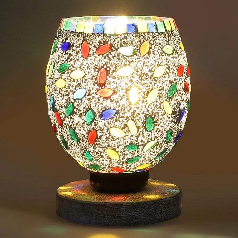 Twilora Mosaic Glass Table Lamp With Wooden Base - Multicolor media 7