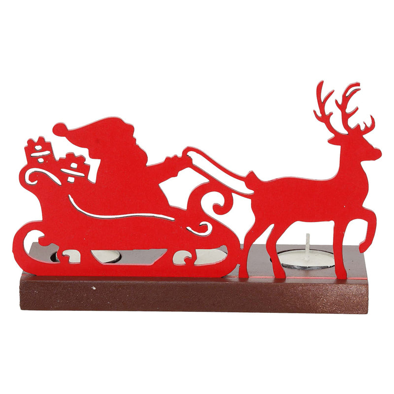 Sleigh Of Light Wood Christmas Tea Light Holder - Red media 7