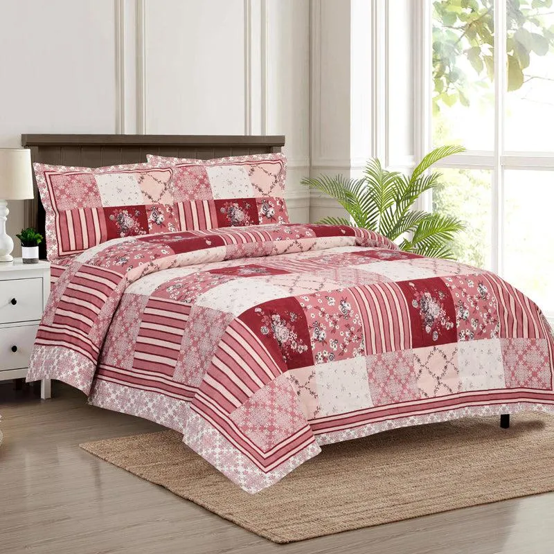Moorah Cotton Bedsheet (Pink,White) - 160 TC media 1