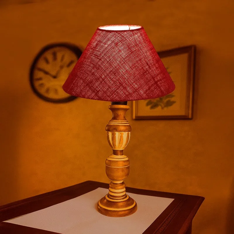 Zenrae Veil Wooden Table Lamp - Maroon media 1