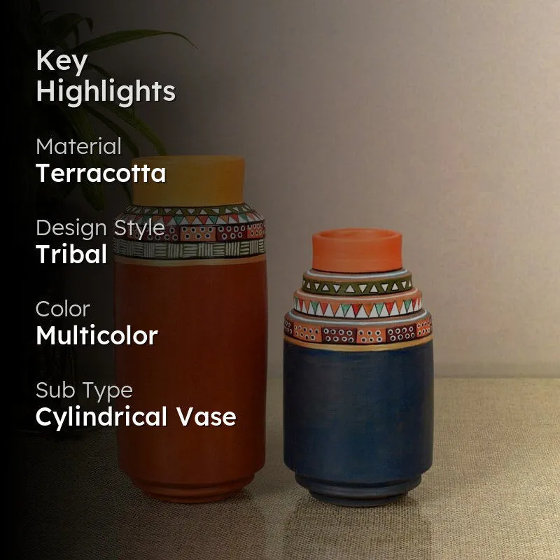 Bhumika Tribal Terracotta Vase - Set Of Two media 2
