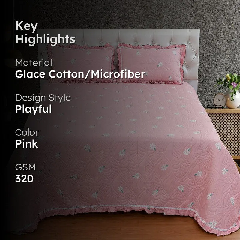 Amya Pink Floral Bedcover media 2