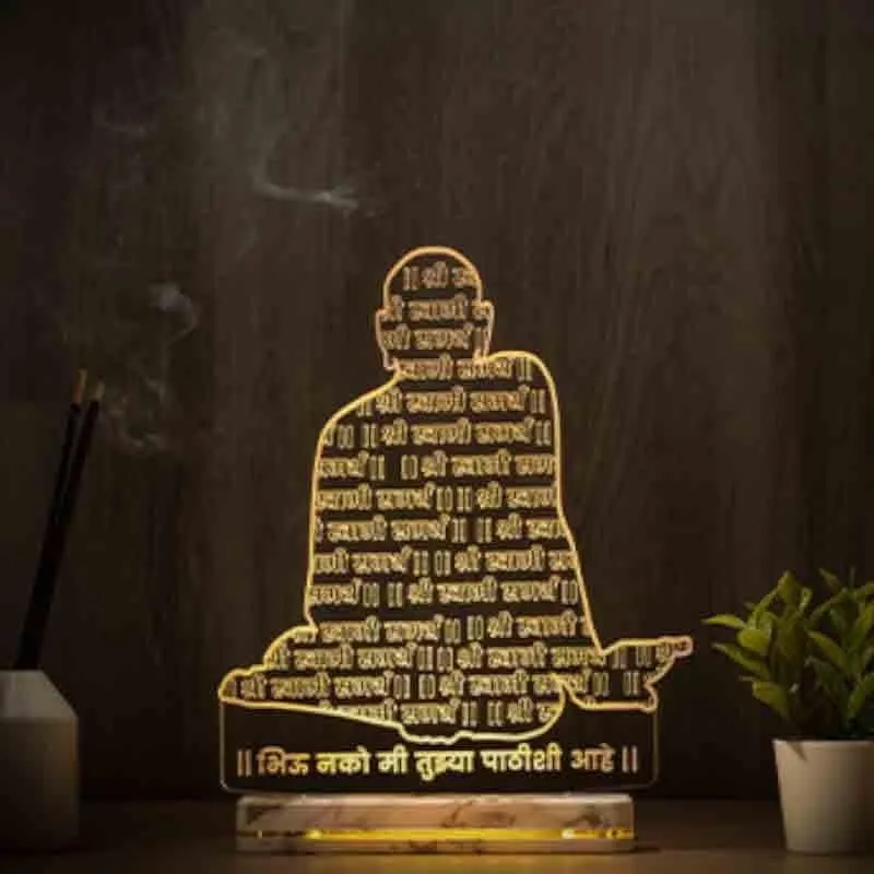 3D Swami Samartha Acrylic Table Lamp - Transparent media 1