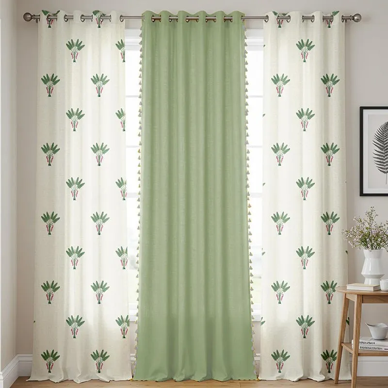 Urban Space Palm Lagoon & Aura Curtain (Green) - Set Of Three media 2