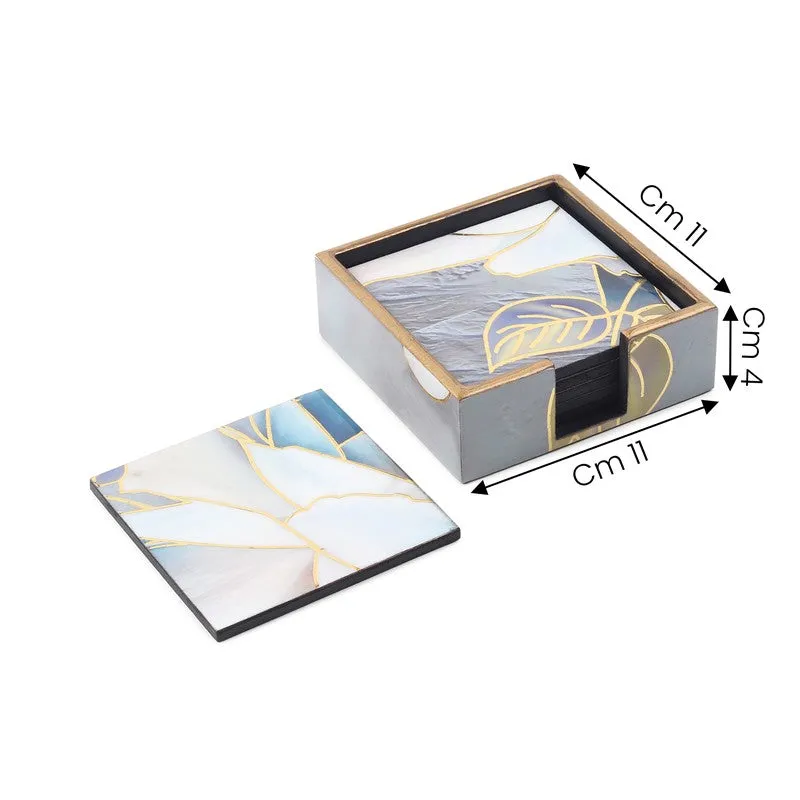 Rosy Wooden Coaster with Stand - Seven Piece Set media 7