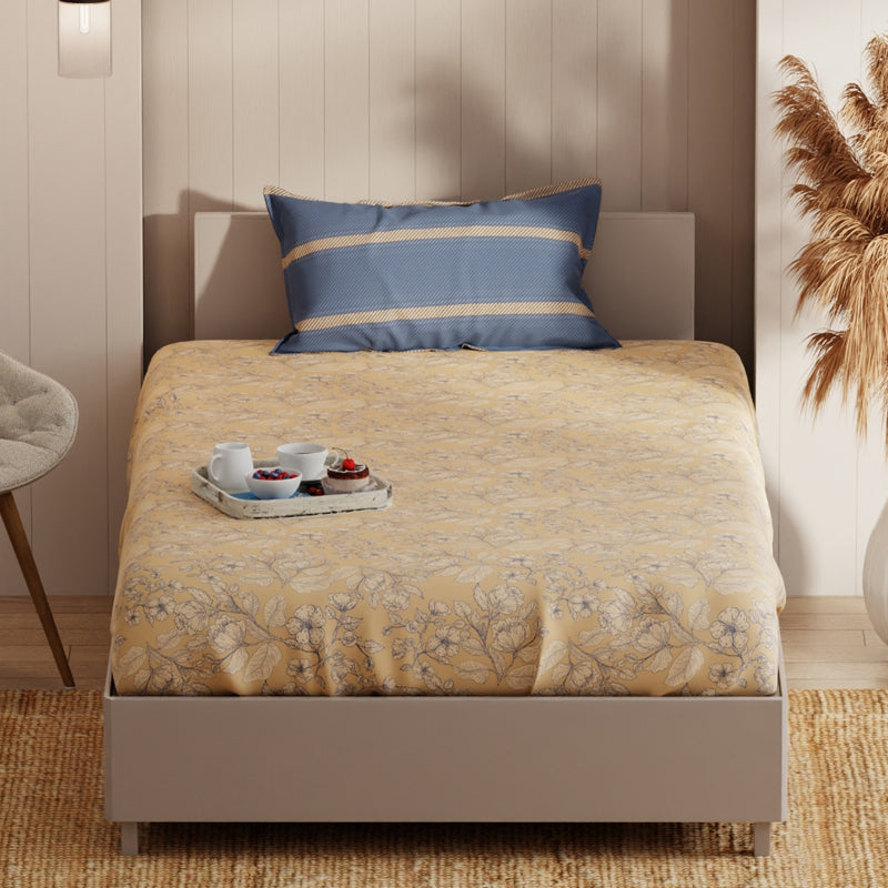 Blush Rest Single Microfiber Bedsheet (Beige) - 135 GSM media 3