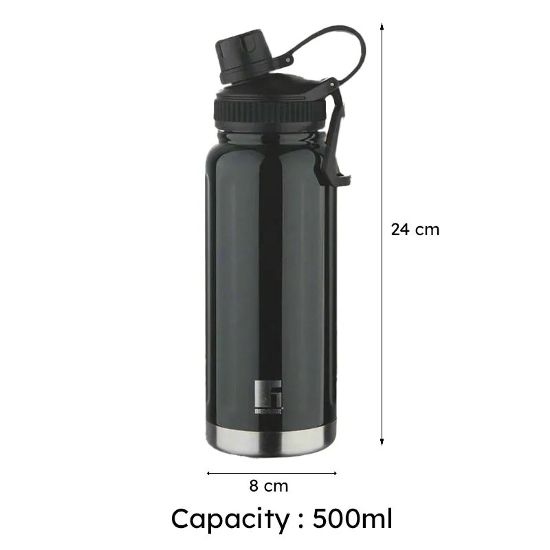 Bergner Walking Aquafit Thermosteel Hot And Cold Flask (Black) - 500 mL media 6