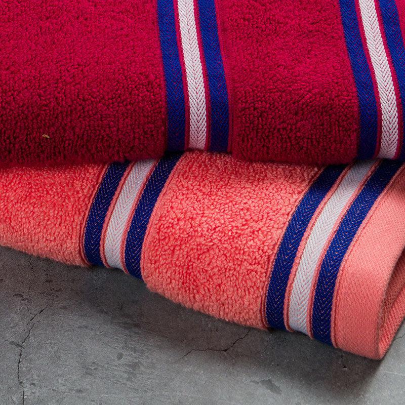 Nautica Dove Down Cotton Towel Set (Burgundy & Coral) - Set Of Two media 5