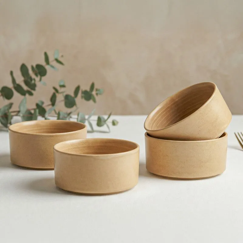 Whimsi Ceramic Soup Bowls (280 mL,Light Brown) - Set Of Four media 1