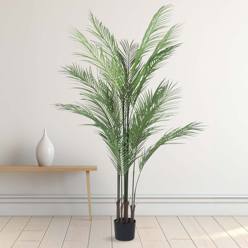 Faux Lush Areca Palm Plant With Black Plastic Pots - 5 Feet media 3