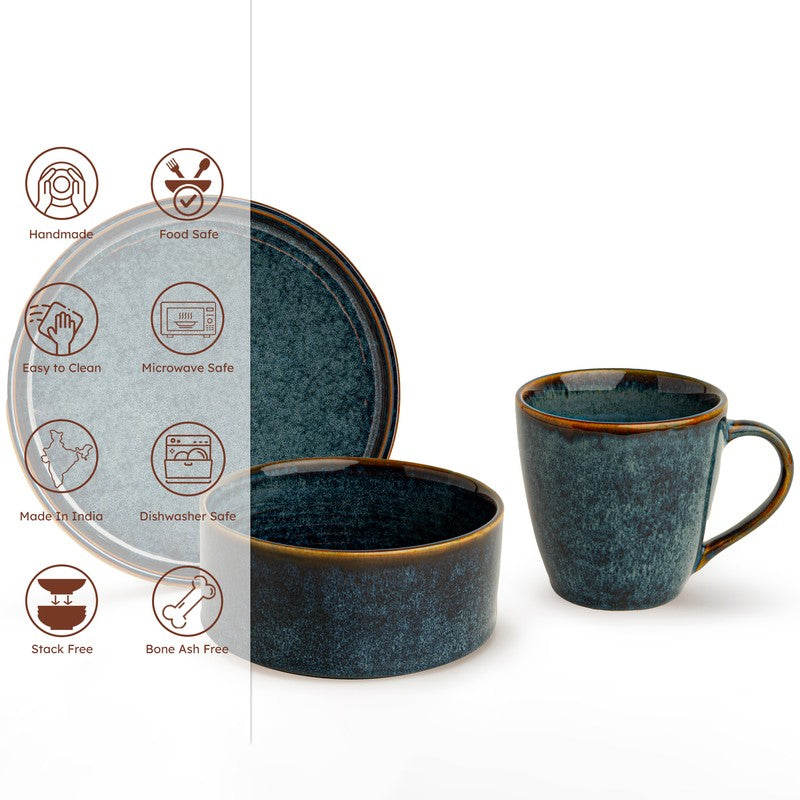 Whimsi Ceramic Breakfast Set (Blue) - Three Piece Set media 5