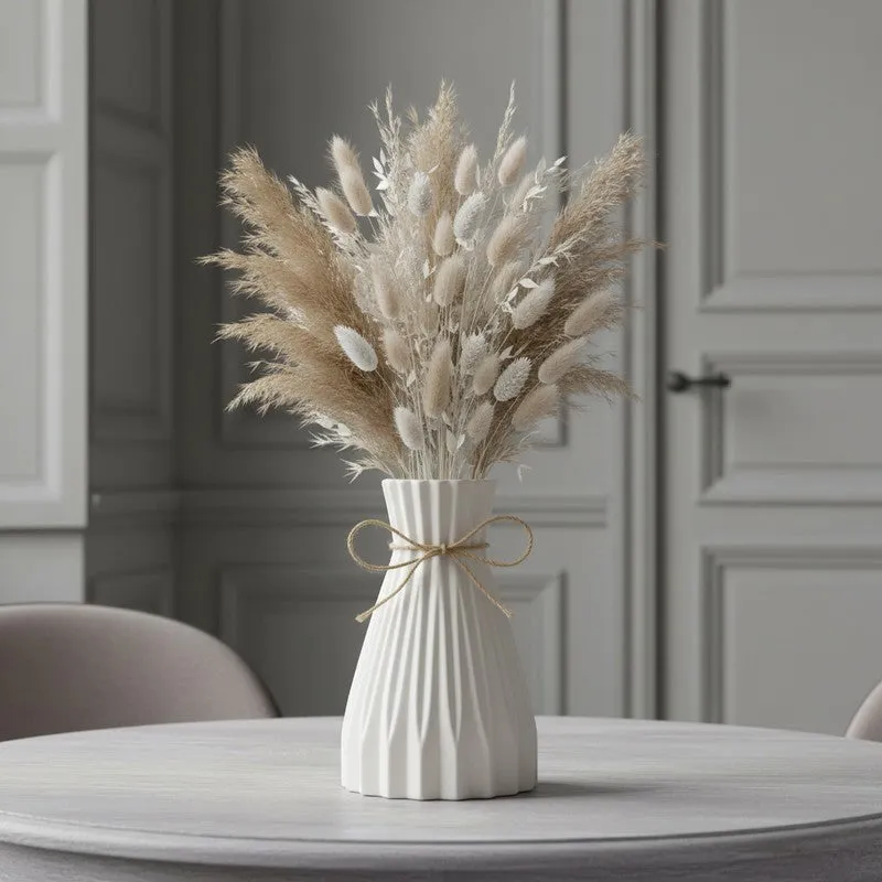 Cordia Ribbed Ceramic Vase With Jute Tie - Ivory media 6