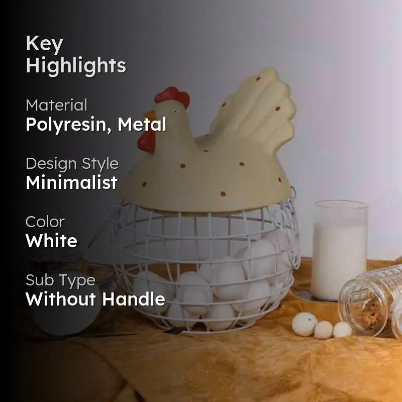 Cluck Cluck Egg (Polyresin, Metal) Storage Basket media 2