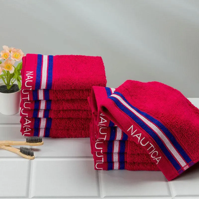 Nautica Dove Down Cotton Face Towel (Burgundy) - Set Of Twelve media 1