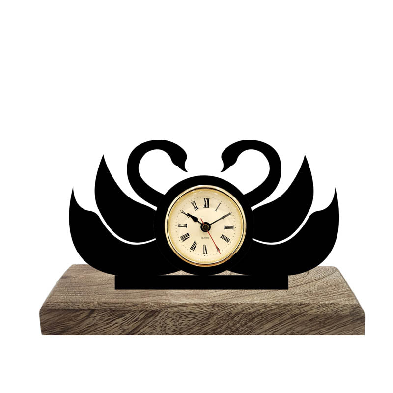 Swan Song Iron & Mango Wood Table Clock media 3