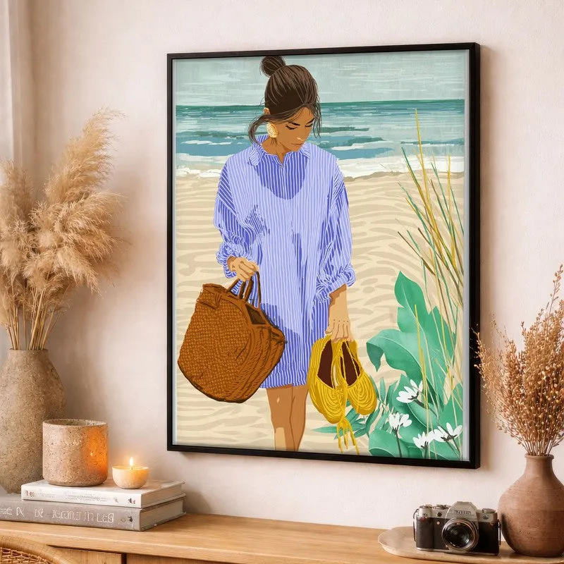 Sandy Shore Canvas Wall Painting - Black Frame media 3