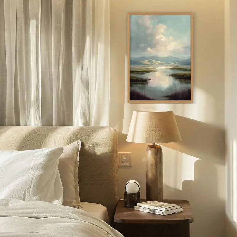 Meadow of Tranquility Archival Paper Wall Painting With Brown Frame media 4