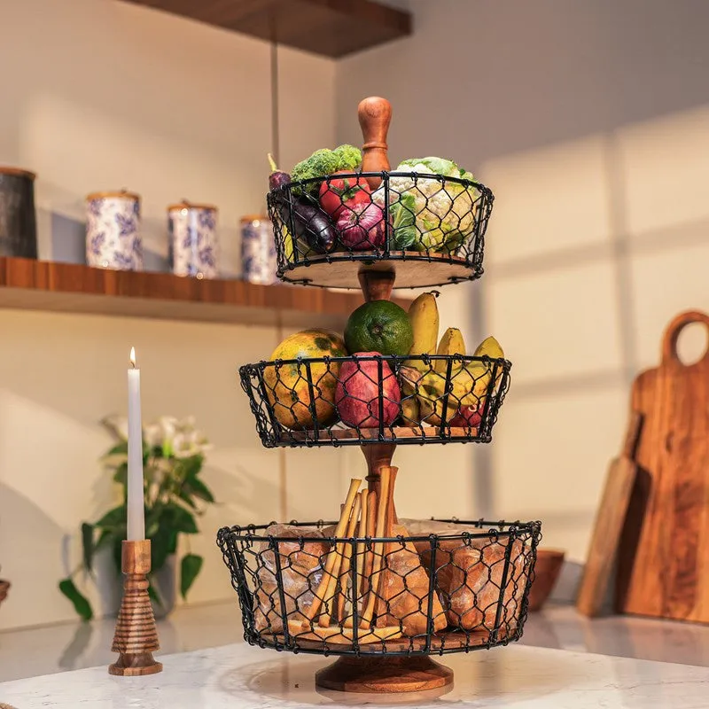 OrchardStack Metal Three-Tier Fruit Basket media 1