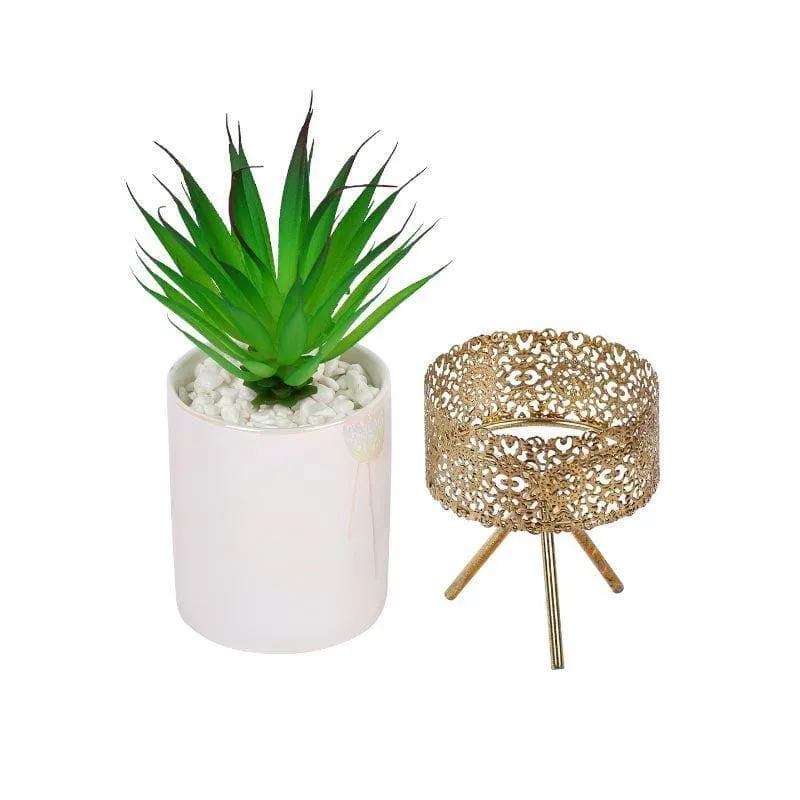 Faux Tequilana In Ceramic Pot With Tripod - 23 cms media 4